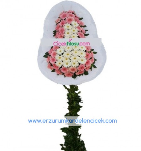 Erzurum Çiçekçi  AYAKLI SEPET PEMBE BEYAZ