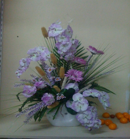  Erzurum Çiçek Gönder YAPAY  AÇIK LİLA  ARANJMAN