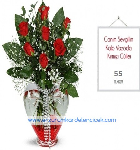 fanusta kırmızı sevgi Çiçeği & Ürünü KALBİNİZİN BİRİCİK AŞKINA  
